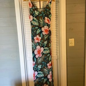 Tommy Bahama brown green and pink maxi dress